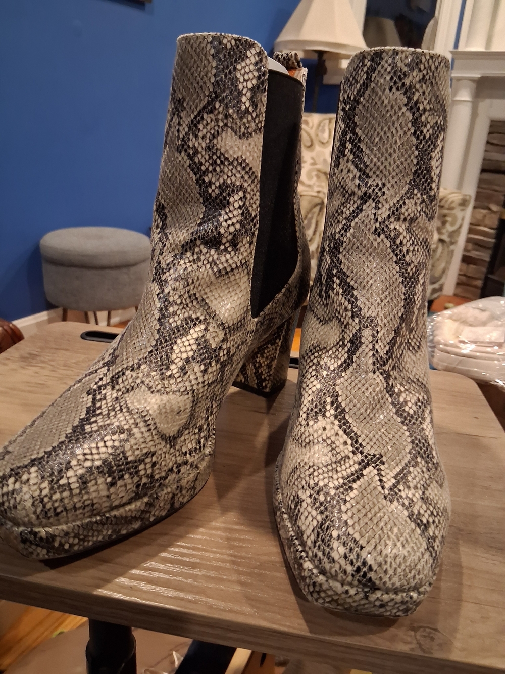 French Connection Snakeskin Penny Chelsea Boots - Womens Size 10